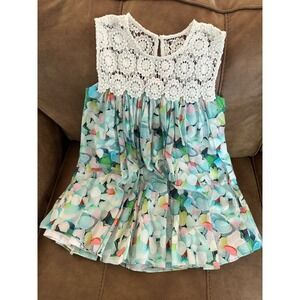 Halabaloo Girls White Lace Floral Dress Sleeveless Party Easter Size 10